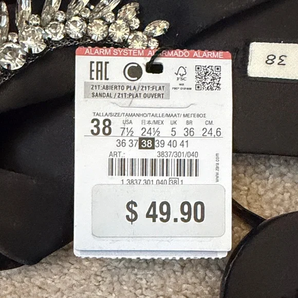 Zara Black Crystal Embellished Sandals - Picture 5 of 6